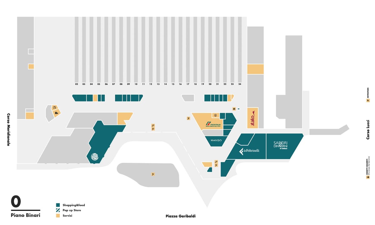 Mapa da estação ferroviária napoli centrale