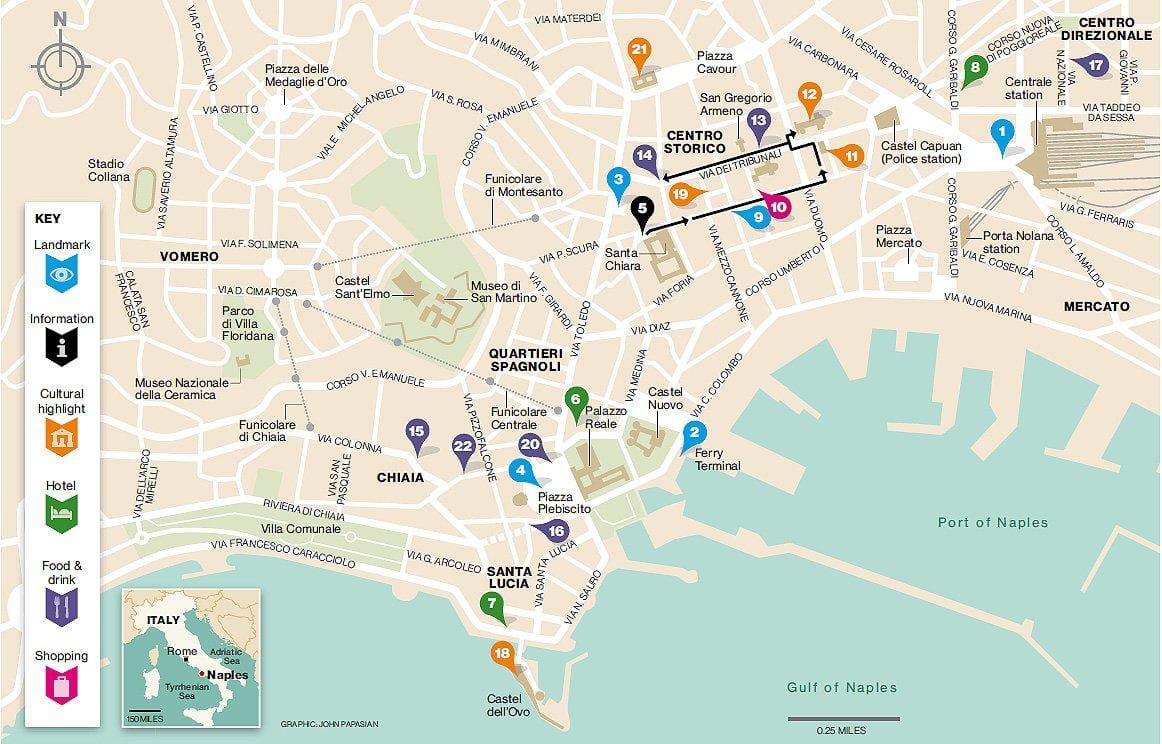 Mapa do bairro espanhol de nápoles