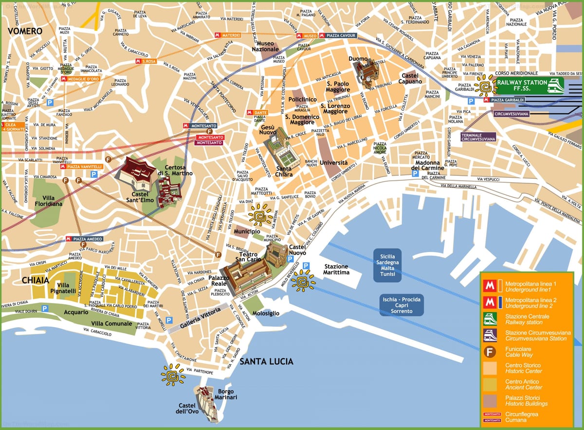 o centro histórico de nápoles mapa