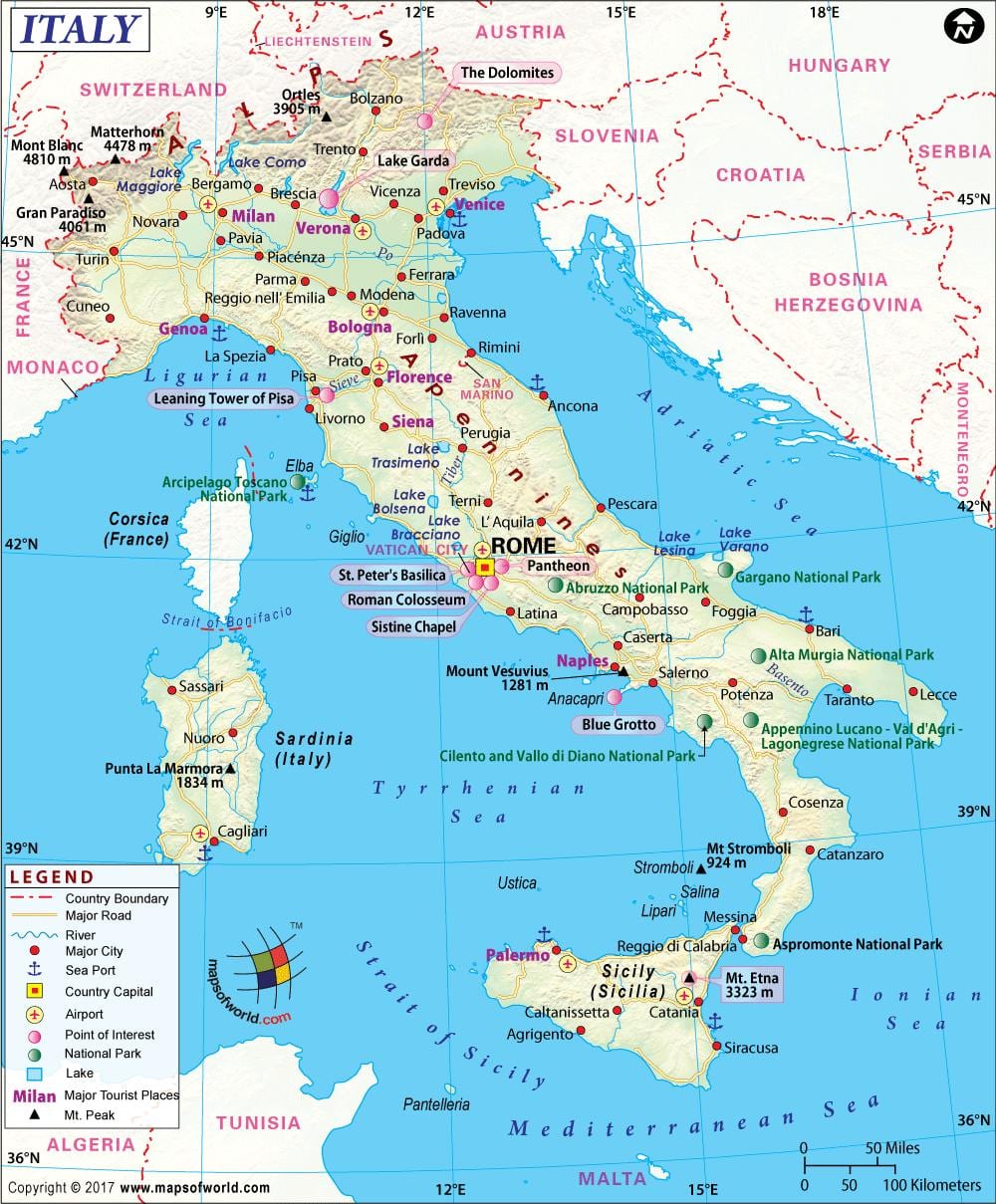 Mapa de nápoles, itália arredores