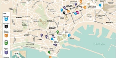 Mapa do centro histórico de nápoles