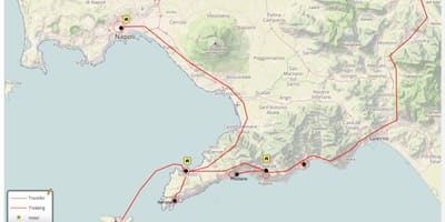 Mapa de nápoles, itália passeio a pé